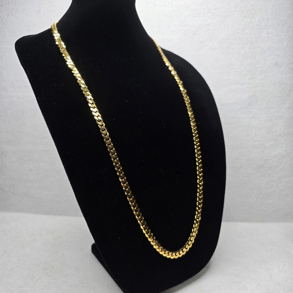 Monet Gold Tone Cuban Link Chain Necklace Long 36" Jewelry - Picture 2 of 16